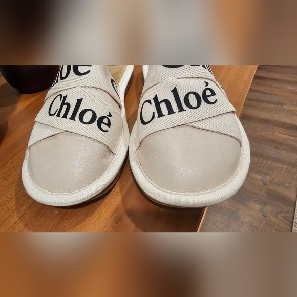 🩷Chloe Woody Leather & Cloth Slides Sz 37 US 7 - Picture 10 of 10